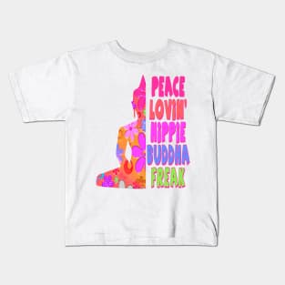 Retro Peace Love Hippie Buddha Flowerchild Kids T-Shirt